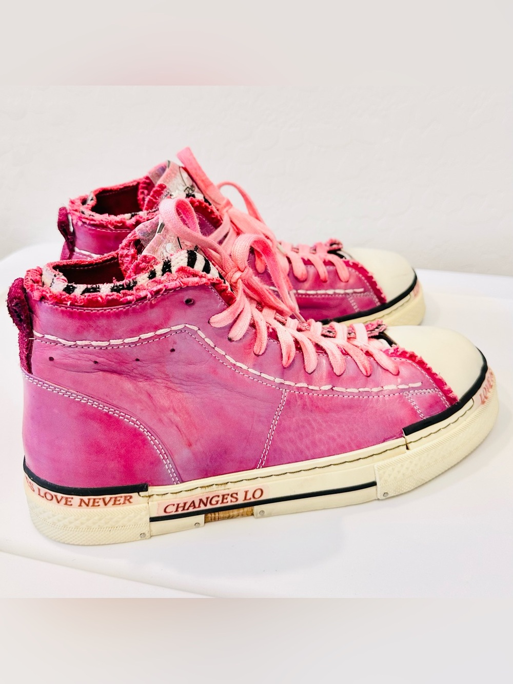 Rebecca White Women’s Acid Wash High Top Sneakers Fuchsia pink Purple EU 40 US 9